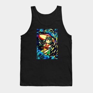 Stained Glass Glowing Fish Girl Tank Top